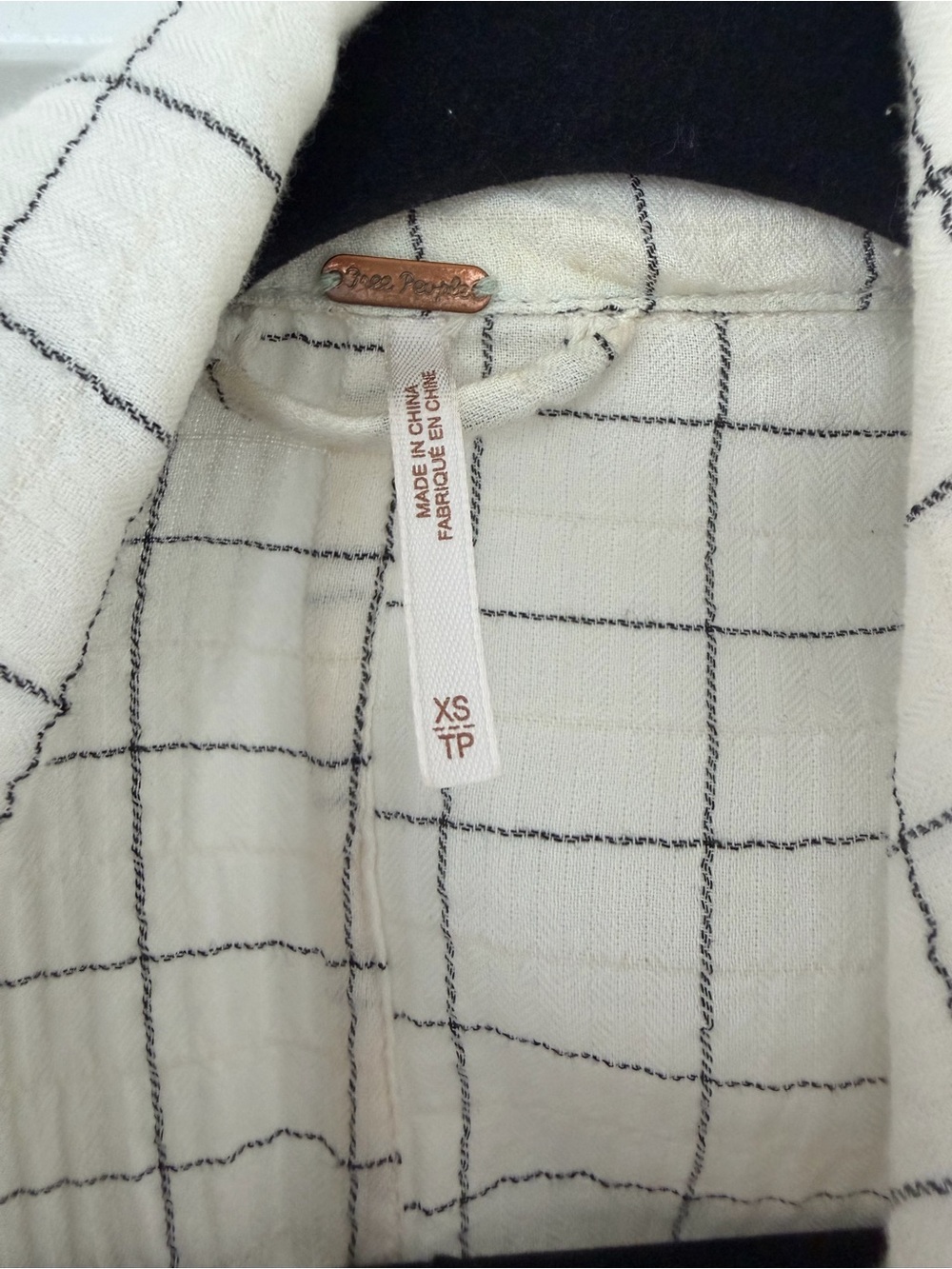 Free People Cream Windowpane Trench with Brown Buttons - Picture 5 of 6